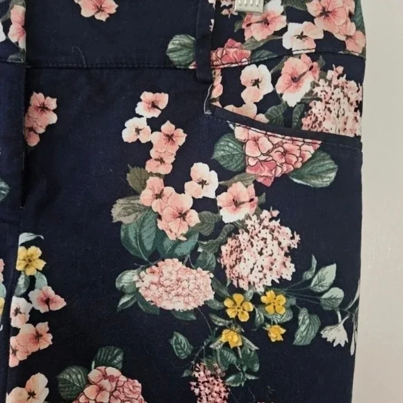 New York & Company Navy Floral Size 6 Dress Cropped Capri Pant - Picture 4 of 8